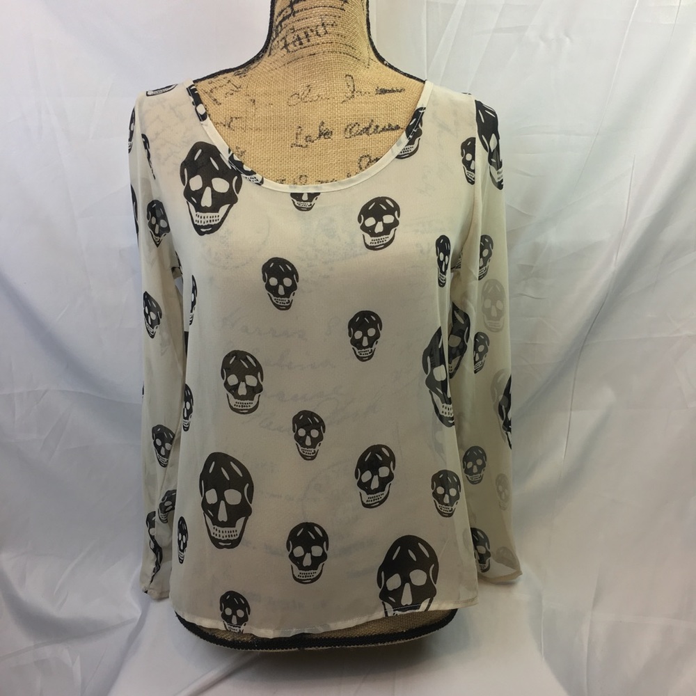 Vintage Havana cream and black skull blouse